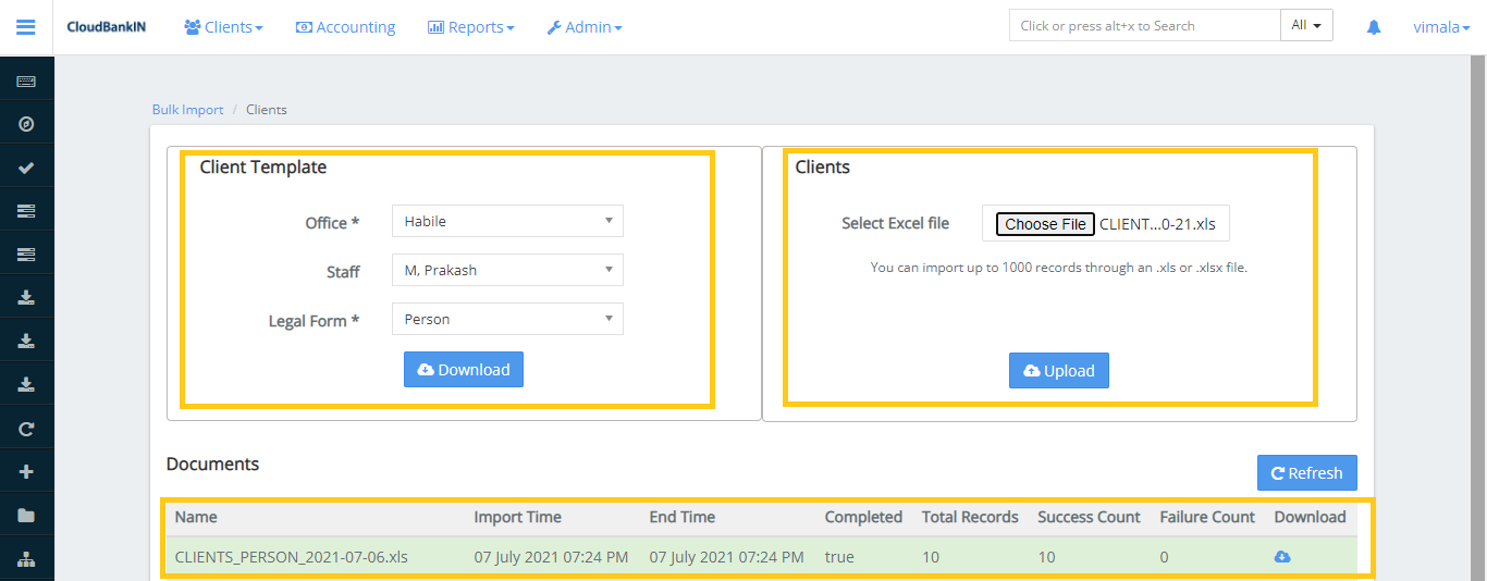 Client-Import