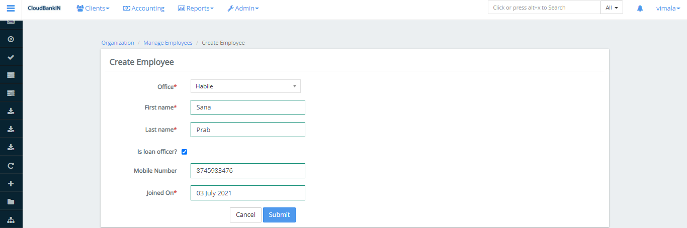 Employee Entry