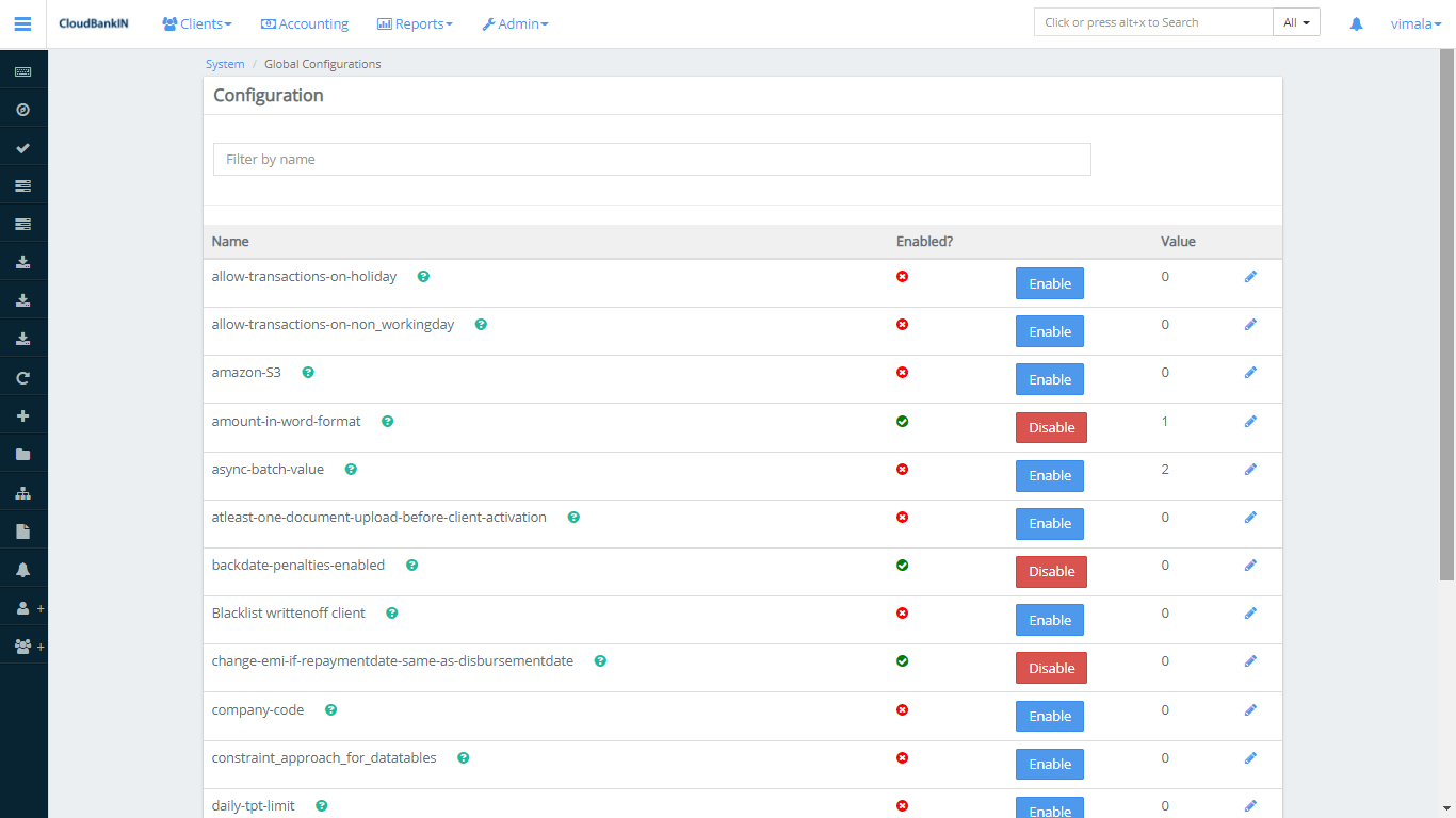 Global Configuration - List