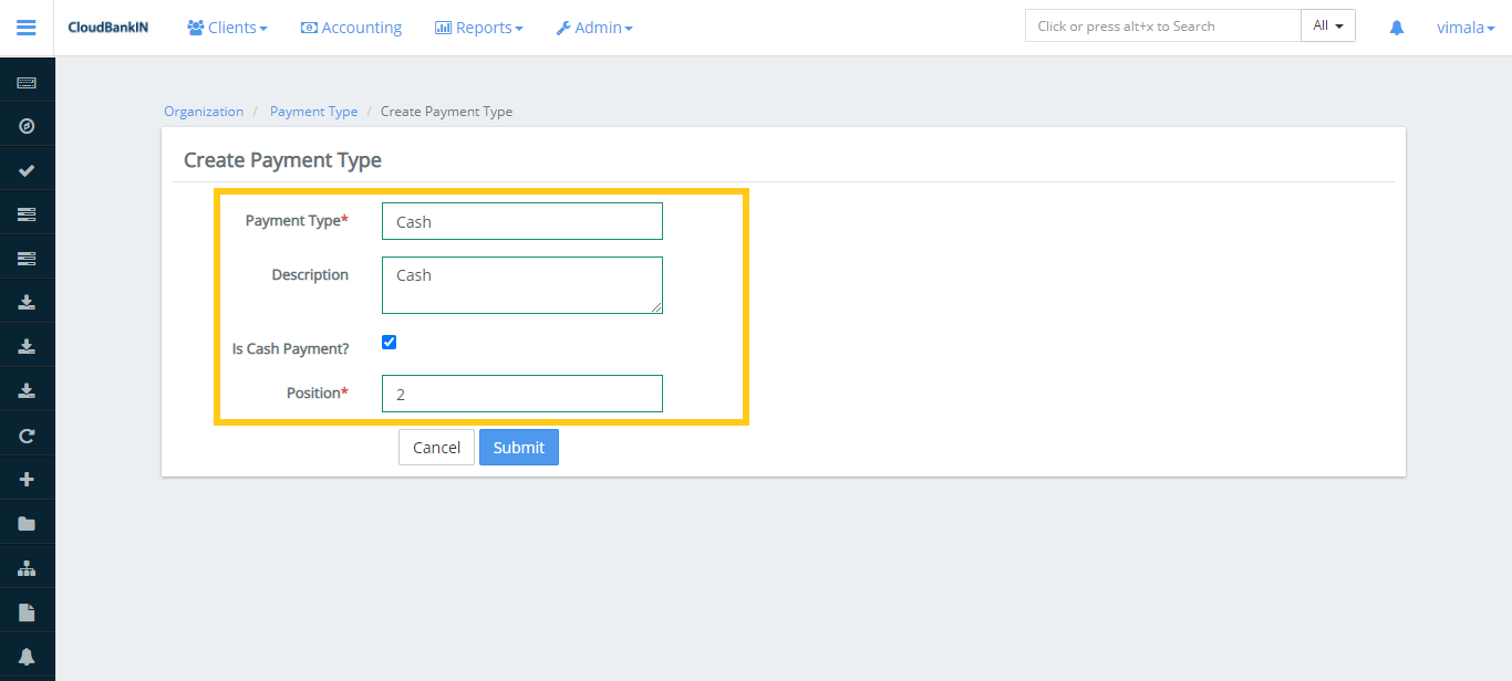 Create Payment Type