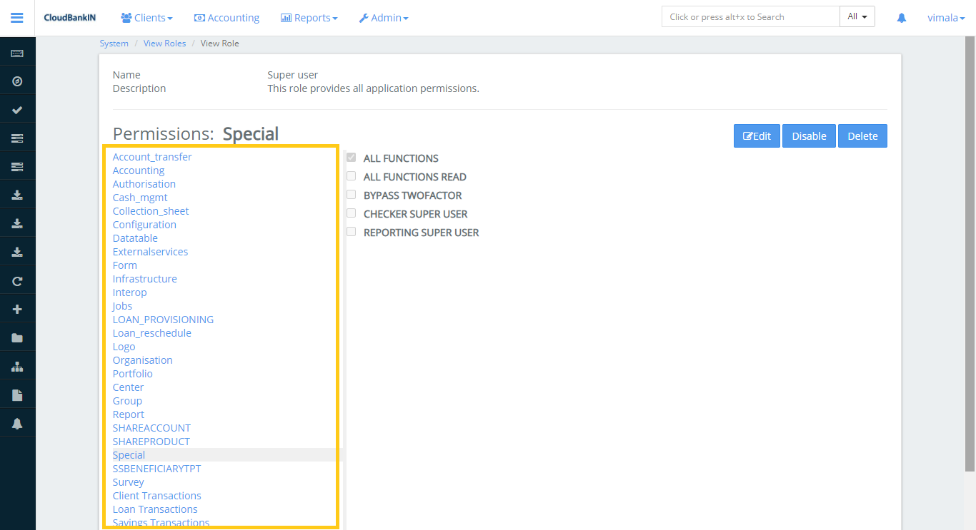 List of Permissions