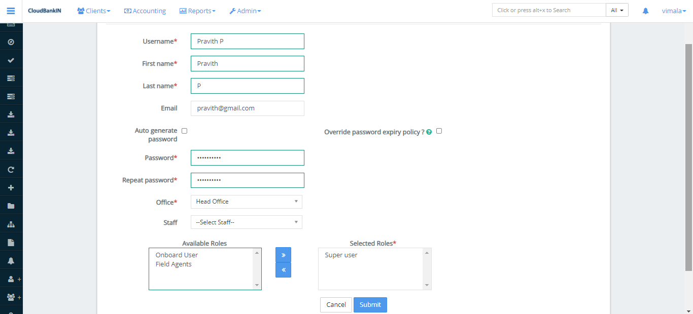 User Details